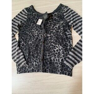 Colour Works Womens‎ Small Black And Grey Sweater Striped Animal Print